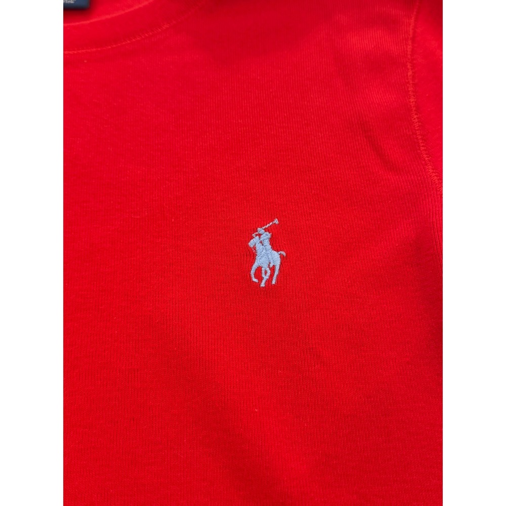 Ralph Lauren Sport Red Long Sleeve Cotton Tee Shirt Womens Large Blue Pony Logo - Picture 8 of 9